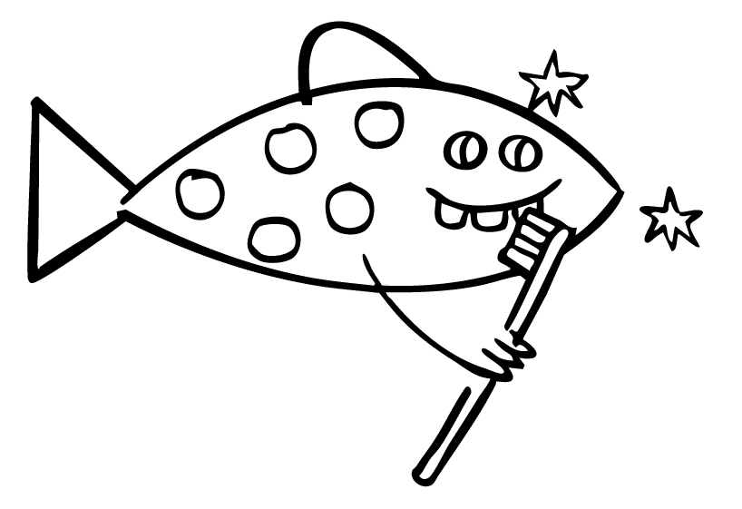 graphic of fish brushing teeth