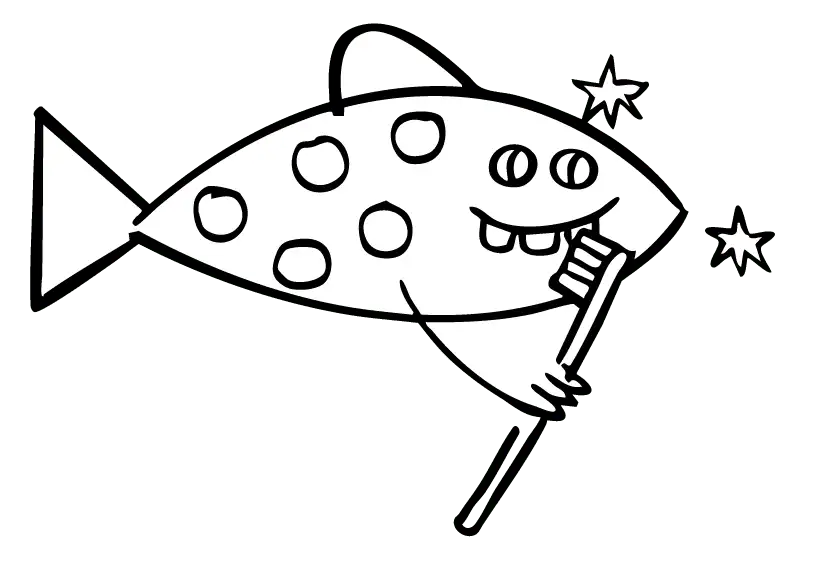 graphic of fish brushing teeth